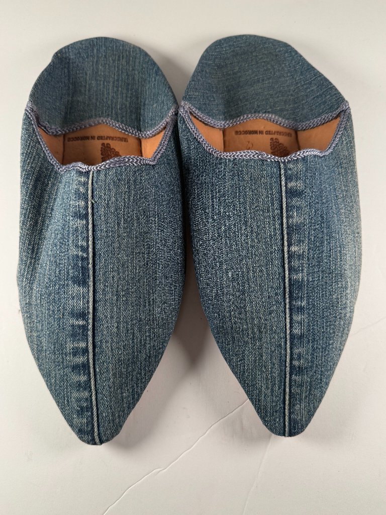 Brother Vellies Denim Babouche Slides — image 2 of 6